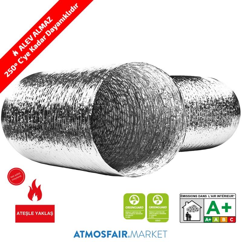 Ø112mm ALUAFS.F (F250°C) Alev Almaz İzolesiz Alüminyum Flexible Hava Kanalı 10 mt