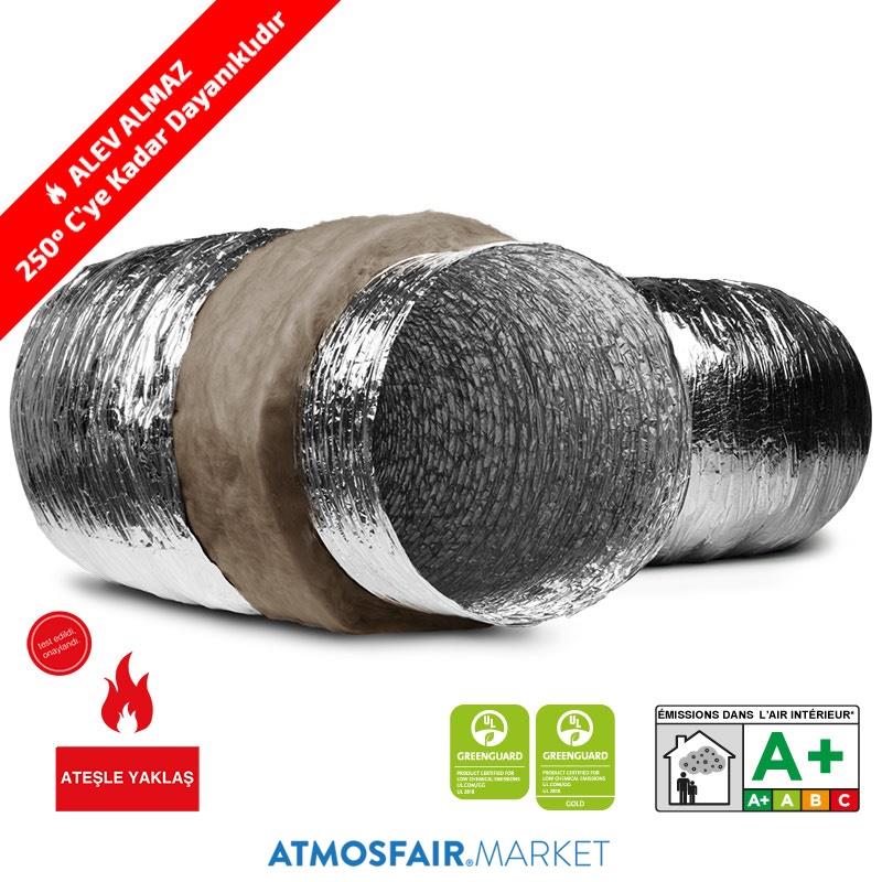 Ø127mm ISOAFS-ALU.F (F250°C) Alev Almaz Isı İzoleli Alüminyum Flexible Hava Kanalı 10 mt